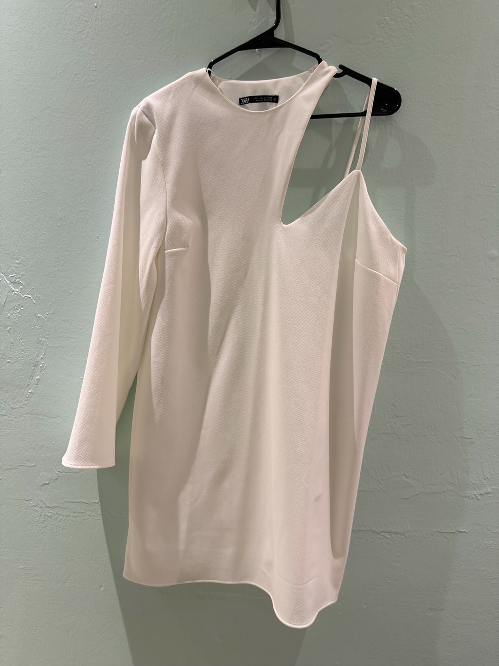 Zara White Asymmetric One-Shoulder Dress